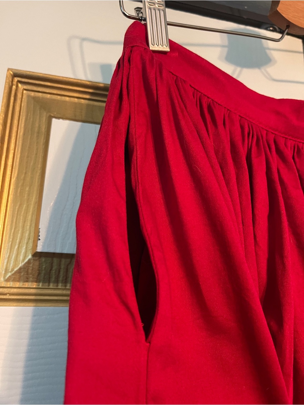 Pinup Couture Red Full Circle Jenny Midi Skirt - Gathered style with POCKETS - Picture 4 of 6